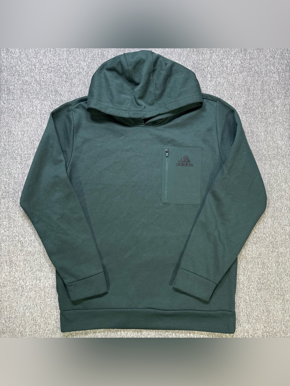 Adidas Three Stripe Mens Essentials Fleece Pocket Hoodie Forest Green Large NWOT